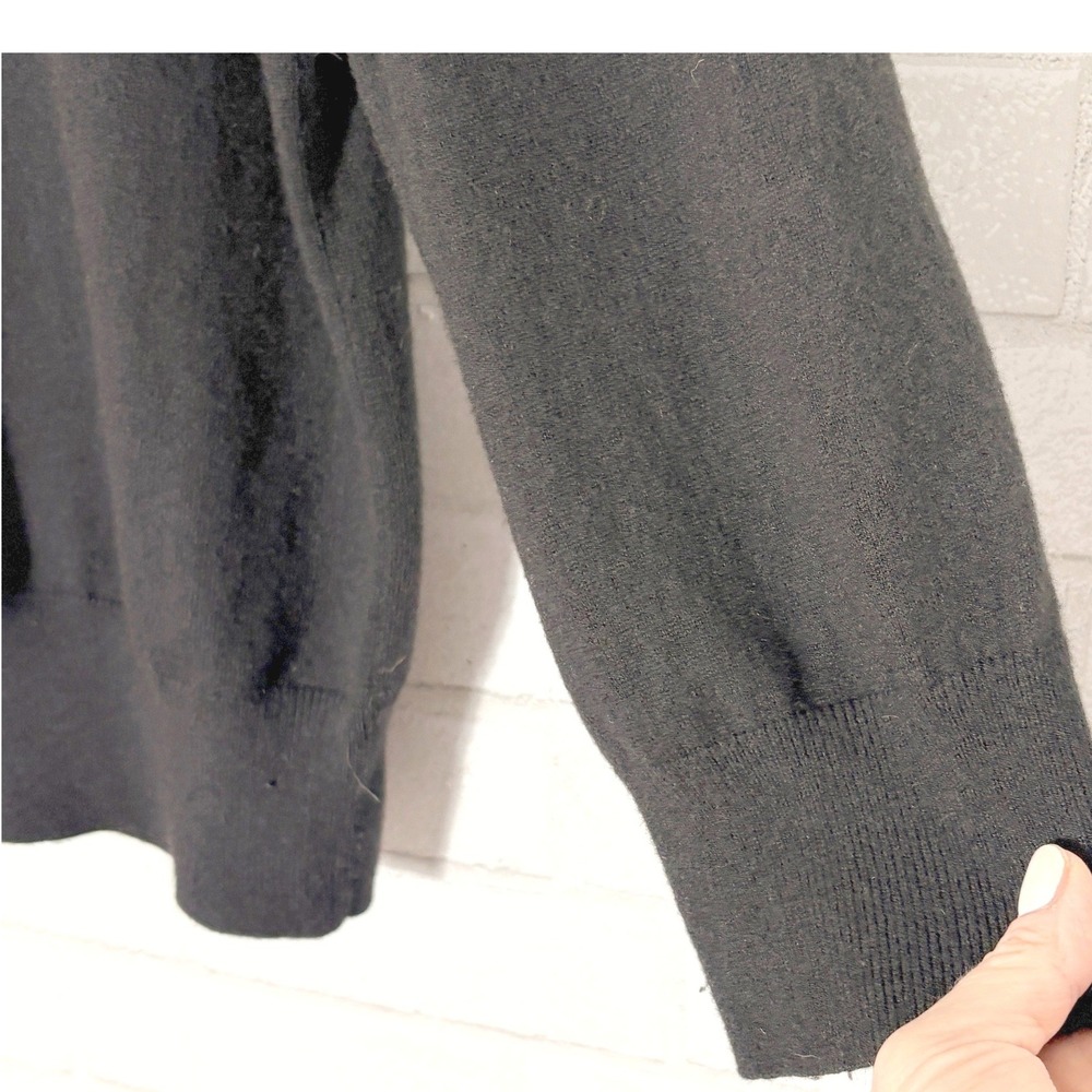 Womens Black Lambswool Cashmere Beaded Cardigan Size XL Holiday Elevated Career - Picture 6 of 10